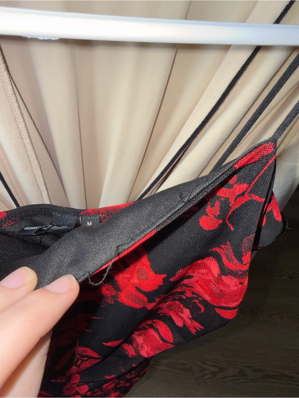 Red Floral Ruched Slip Dress - Picture 4 of 8